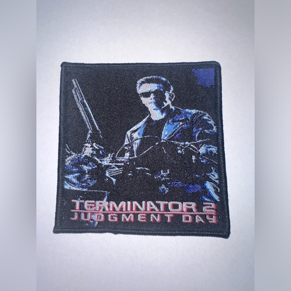TERMINATOR 2, JUDGEMENT DAY, BLACK BORDER, SEW ON WOVEN PATCH